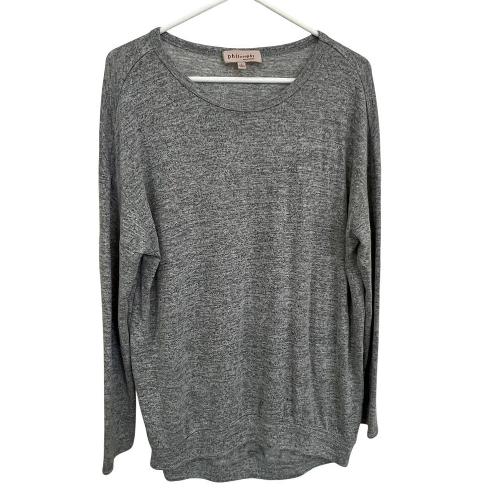 Philosophy Women's Heather Grey Long Sleeve Pullover Sweater Top Size Large